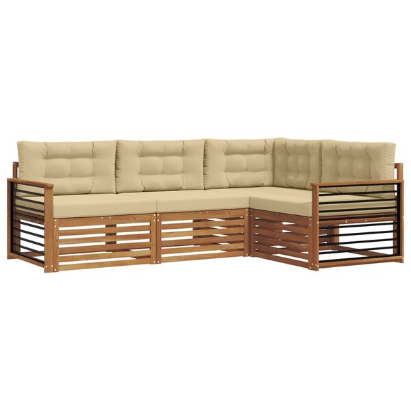 vidaXL Ensemble de canapés d'extérieur 4 pc Naturel et Beige