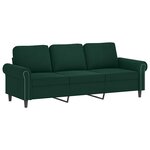 vidaXL Ensemble de canapés 3 Pièces avec coussins vert foncé velours