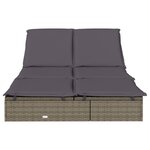 vidaXL Chaise longue à 2 places avec coussins gris résine tressée
