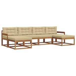 vidaXL Ensemble de canapés d'extérieur 6 pc Naturel et Beige