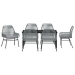 vidaXL Ensemble de Dining de Jardin 7 Pièces avec Coussins Gris en Rotin Poly