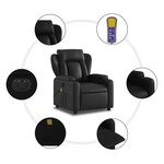 vidaXL Fauteuil de massage inclinable électrique noir similicuir