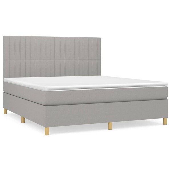 vidaXL Sommier à lattes de lit avec matelas Gris clair 180x200cm Tissu