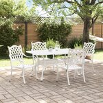 vidaXL Ensemble de salle à manger de jardin 5 pièces en aluminium blanc