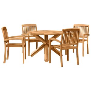 vidaXL Ensemble de salle à manger pour jardin 5 Pièces Naturel