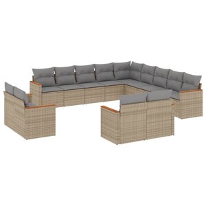 vidaXL Salon de jardin avec coussins 13 Pièces beige résine tressée