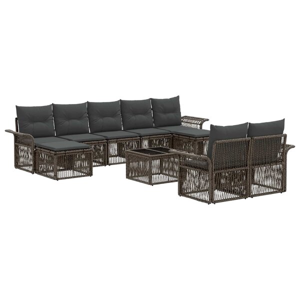 vidaXL Ensemble de canapé de jardin 10 Pièces Gris polyrotin