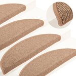 vidaXL Tapis de marches d'escalier 15 Pièces Marron clair 65x21x4 cm