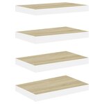 vidaXL Étagères flottantes 4 Pièces Chêne et blanc 40x23x3 8 cm MDF