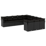 vidaXL Salon de jardin 11 Pièces avec coussins noir résine tressée