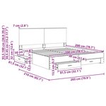 vidaXL Cadre de lit Noir et argent 200 x 200 cm Bois d'ingénierie