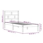 vidaXL Cadre de lit Noir 75x190 cm Petit simple Bois massif