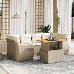 vidaXL Salon de jardin avec coussins 7 Pièces beige résine tressée