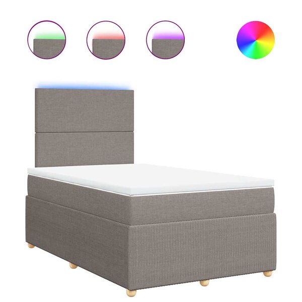 vidaXL Sommier à lattes de lit avec matelas Taupe 120x200 cm Tissu