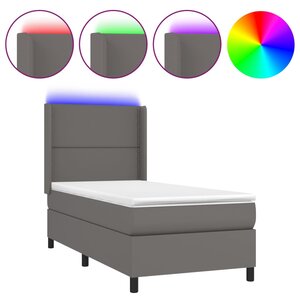 vidaXL Sommier à lattes de lit matelas LED Gris 80x200 cm Similicuir