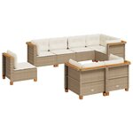 vidaXL Salon de jardin avec coussins 8 Pièces beige résine tressée
