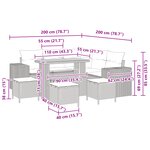 Ensemble de Canapé de Jardin 9 Pièces avec Coussins Beige Rattan Acacia