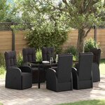 vidaXL Ensemble de salle à manger pour jardin 7 Pièces Noir polyrotin
