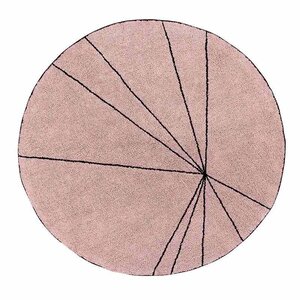 Tapis coton rond lignes graphiques - rose -160 Ø