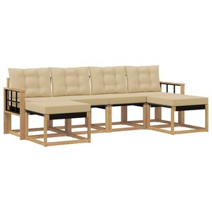 vidaXL Ensemble de canapés d'extérieur 6 pc Blanc et Beige