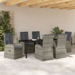 vidaXL Ensemble de salle à manger de jardin de 7 pièces avec coussins gris poly rattan