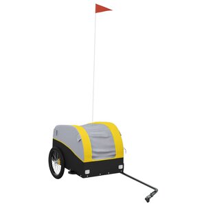 vidaXL Remorque de vélo noir et jaune 30 kg fer
