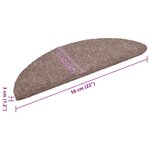 vidaXL Tapis d'escalier auto-adhésifs 15 pièces 56 x 17 x 3 cm Marron clair Demi-rond