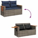 vidaXL Salon de jardin avec coussins 7 Pièces gris résine tressée