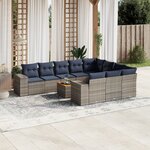 vidaXL Salon de jardin 11 Pièces avec coussins gris résine tressée