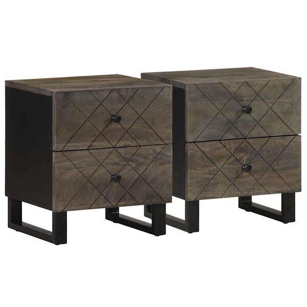 vidaXL Tables de chevet 2 Pièces noir 40x33x46 cm bois de manguier solide