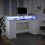 vidaXL Bureau avec lumières LED blanc 160x55x91 cm bois d'ingénierie