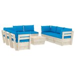 vidaXL Salon de jardin palette 9 Pièces avec coussins bois d'épicéa
