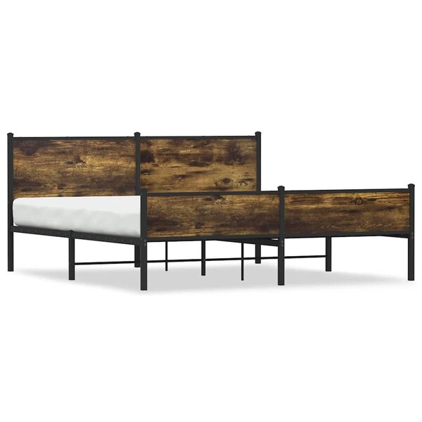 vidaXL Cadre de lit en métal sans matelas chêne fumé 183x213 cm