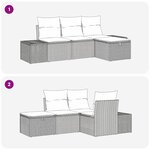 vidaXL Ensemble de canapé de jardin 4 Pièces Gris clair 55 x 62 x 69 cm
