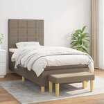 vidaXL Sommier à lattes de lit avec matelas Taupe 90x190 cm Tissu