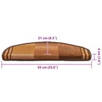 vidaXL Tapis d'escalier autocollants 15 Pièces Marron 65x21x4 cm