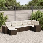 vidaXL Salon de jardin avec coussins 7 Pièces marron résine tressée