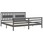 vidaXL Cadre de lit avec tête de lit gris 200x200 cm bois massif