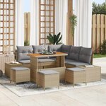 vidaXL Ensemble de canapé de jardin 9 Pièces Beige Poly rotin