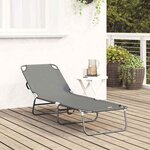 vidaXL Chaise longue pliante Gris 188 x 57 x 86 5 cm Polyester