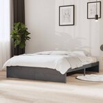 vidaXL Cadre de lit Gris Bois massif 140x190 cm