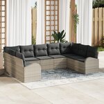 vidaXL Ensemble de Canapé de Jardin de 9 Pièces avec Coussins Gris Clair Rotin Synthétique