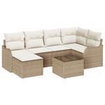 Ensemble de 7 pièces de canapés de jardin avec coussins Rotin poly brun