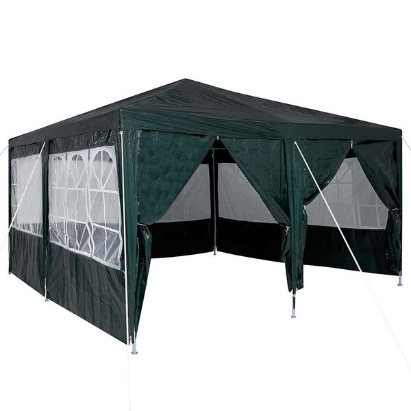 vidaXL Tente de fête Vert  Blanc 400 x 400 x 266 cm Polyester  Acier