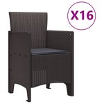 Ensemble Salle à Manger Jardin vidaXL 17 Pièces avec Coussins Marron Poly Rotin