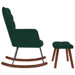 vidaXL Chaise à bascule avec tabouret en velours vert foncé