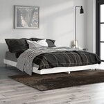 vidaXL Cadre de lit blanc brillant 140x190 cm bois d'ingénierie