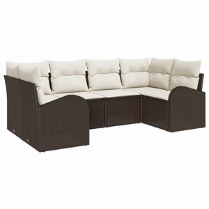 vidaXL Ensemble de canapé de jardin 6 Pièces Marron Poly rotin