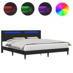 vidaXL Cadre de lit avec bandes LED Noir 180 x 200 cm Simili cuir