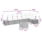 vidaXL Ensemble de canapé de jardin 7 pièces avec des coussins en poly-rattan noir et acacia